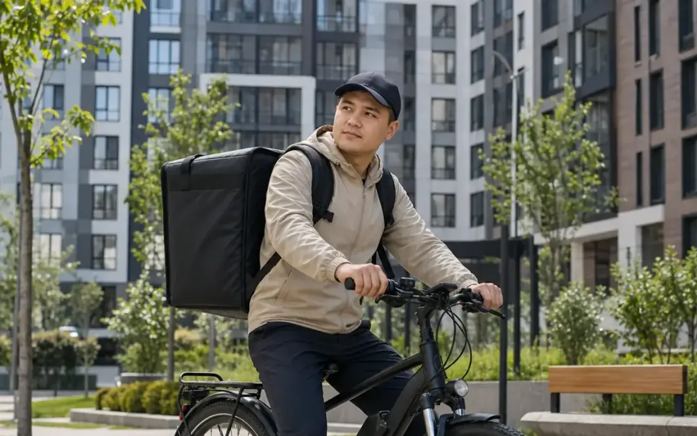велокурьер на подработке